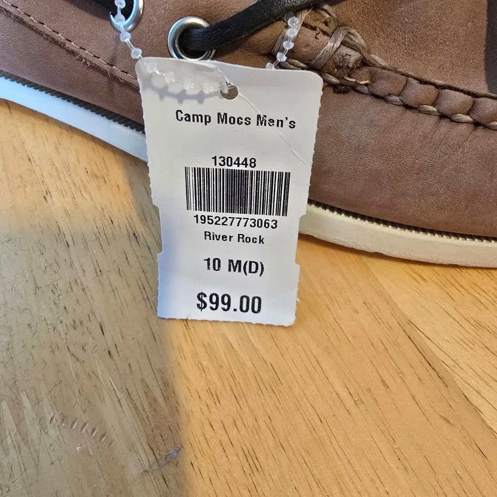 L.L.Bean Camp Mocs Men's Size 10 D River Rock Leather Boat Shoes NWT